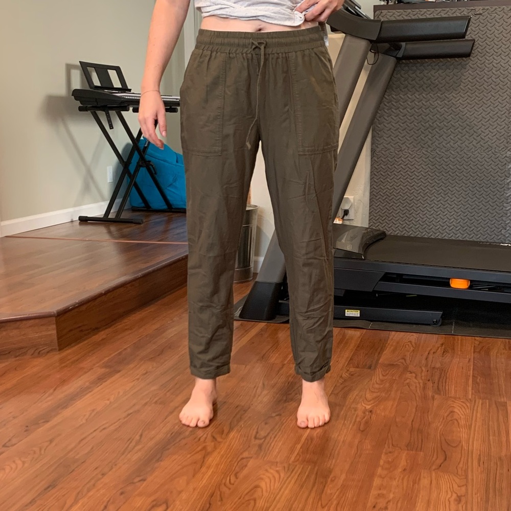 Jogger style olive green pants